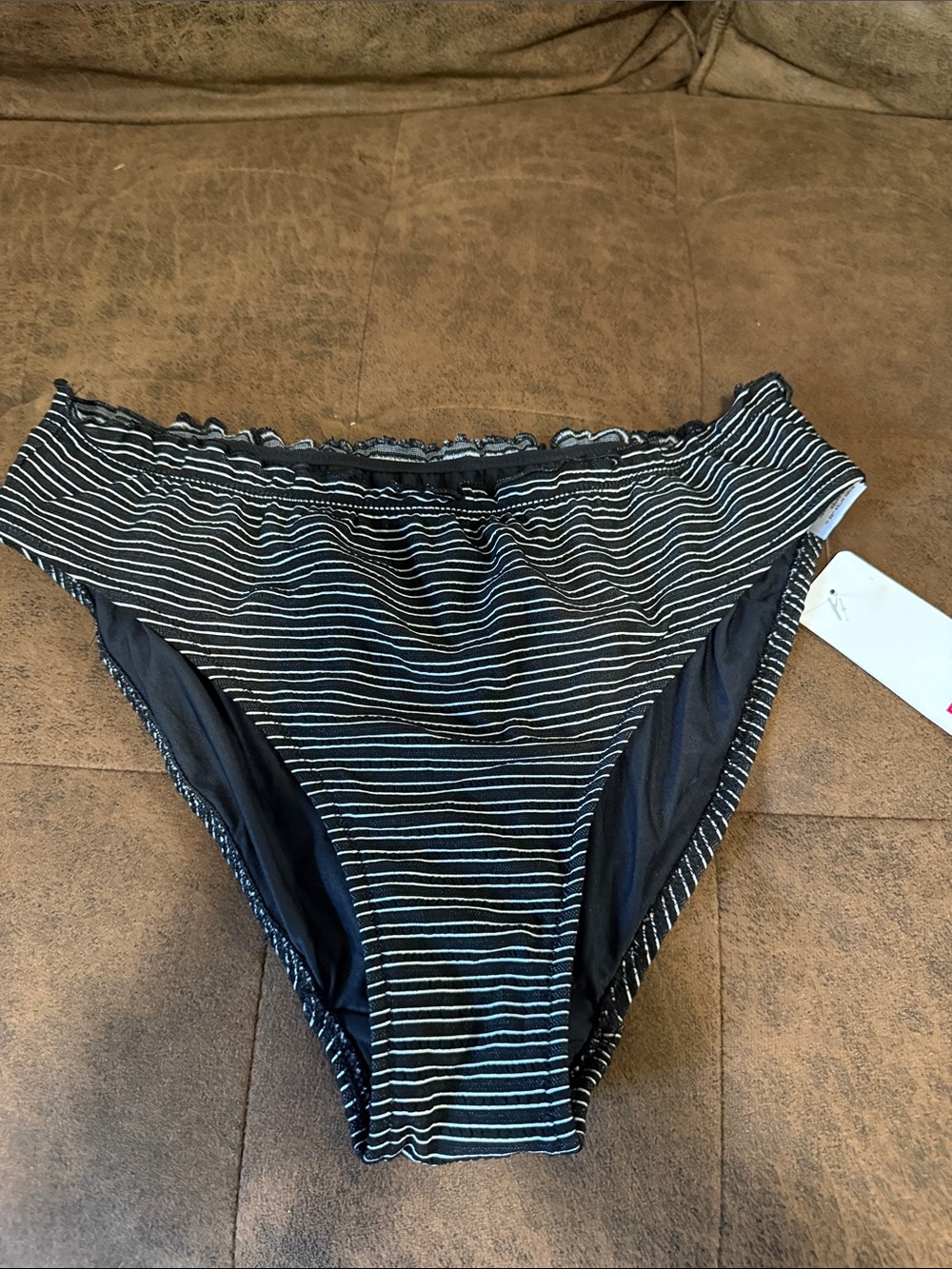 Freya Black and White Striped High-Rise Bikini Brief